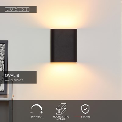 Lucide OVALIS - Wandleuchte - 2xE14 - Schwarz
